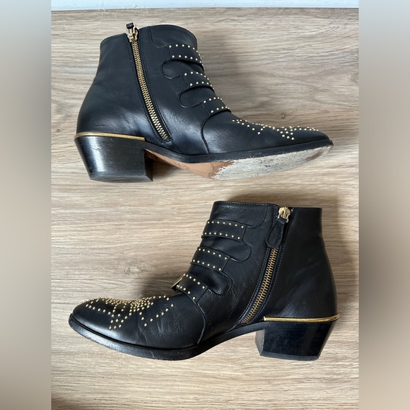 *AUTHENTIC* CHLOÉ - Susanna short boot - black gold - women’s 35.5 - Picture 9 of 15